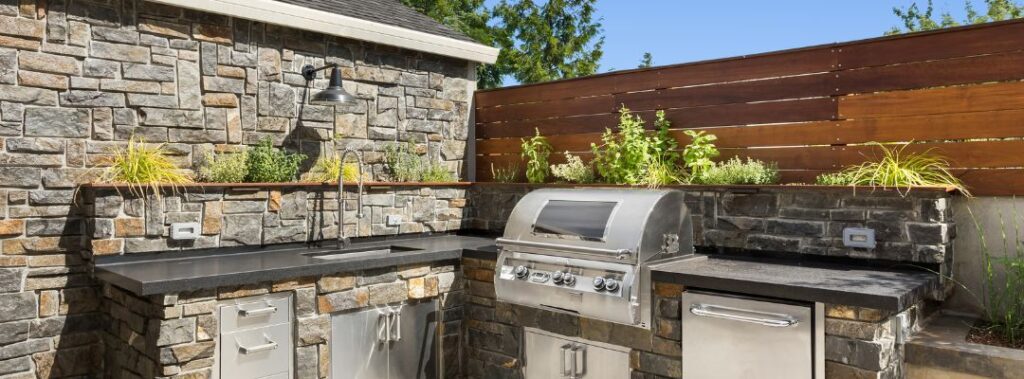 Outdoor Kitchen with Granite Countertops