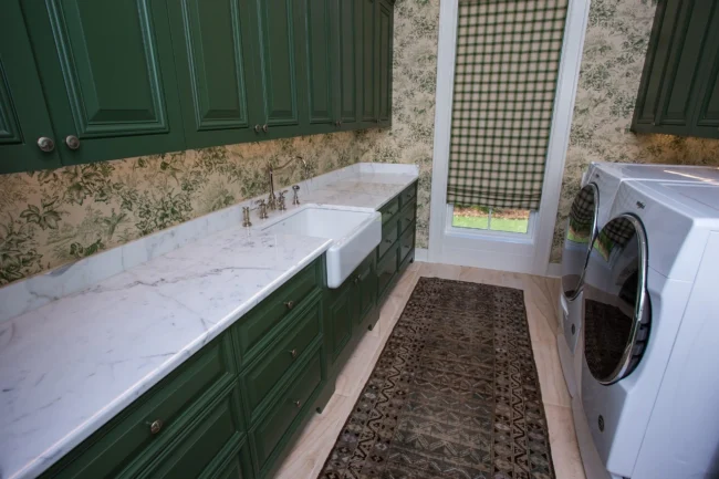 Modern kitchen featuring elegant Quartz Countertops that are smooth, durable, and easy to clean, offering a stylish alternative to granite or marble.