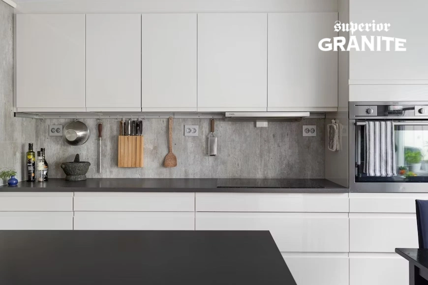 Elegant kitchen with Natural Stone countertops showing timeless beauty, strength, and durability by Superior Granite.