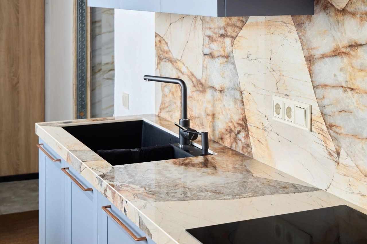 Porcelain countertop surface showing smooth, clean, and modern design.