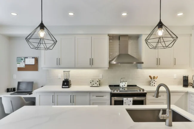 White modern kitchen with non-porous counter: Do You Need to Seal Quartz care guide. White modern kitchen with non-porous counter: Do You Need to Seal Quartz care guide.