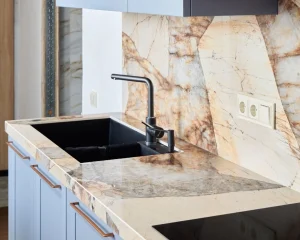 Porcelain countertop surface showing smooth, clean, and modern design.