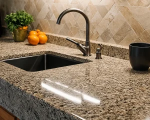 Fresh speckled granite kitchen surface showing it is time to Replace Your Countertops.