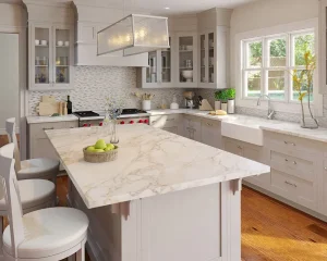 Cheap countertops in Florida modern white kitchen quartz island affordable stylish design look today