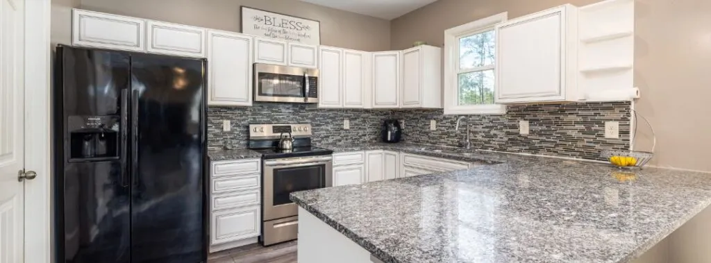 Kitchen with granite countertops