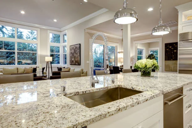 Finished granite island setup: How Long Does Countertop Installation Take answer.